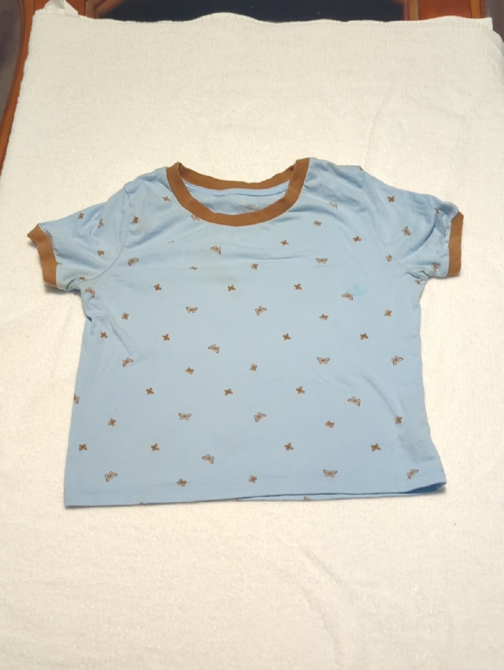 No Boundaries Light Blue Tee with Brown Trim and Butterfly Accents